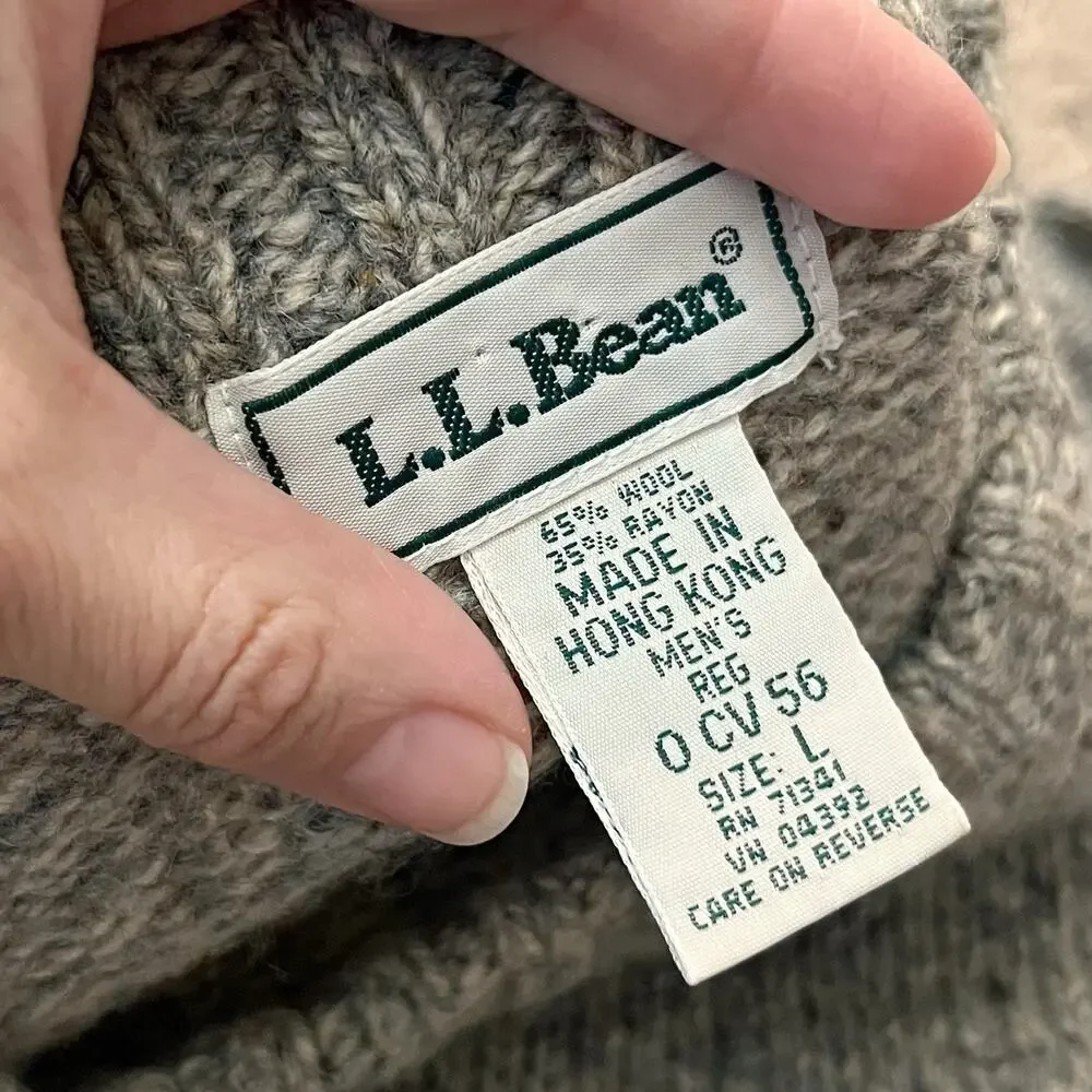 VTG Lands End Mens Chunky Wool Blend Sweater Large Fisherman Preppy Grandpacore